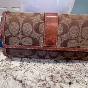 Coach Signature Brown and Tan Wallet-